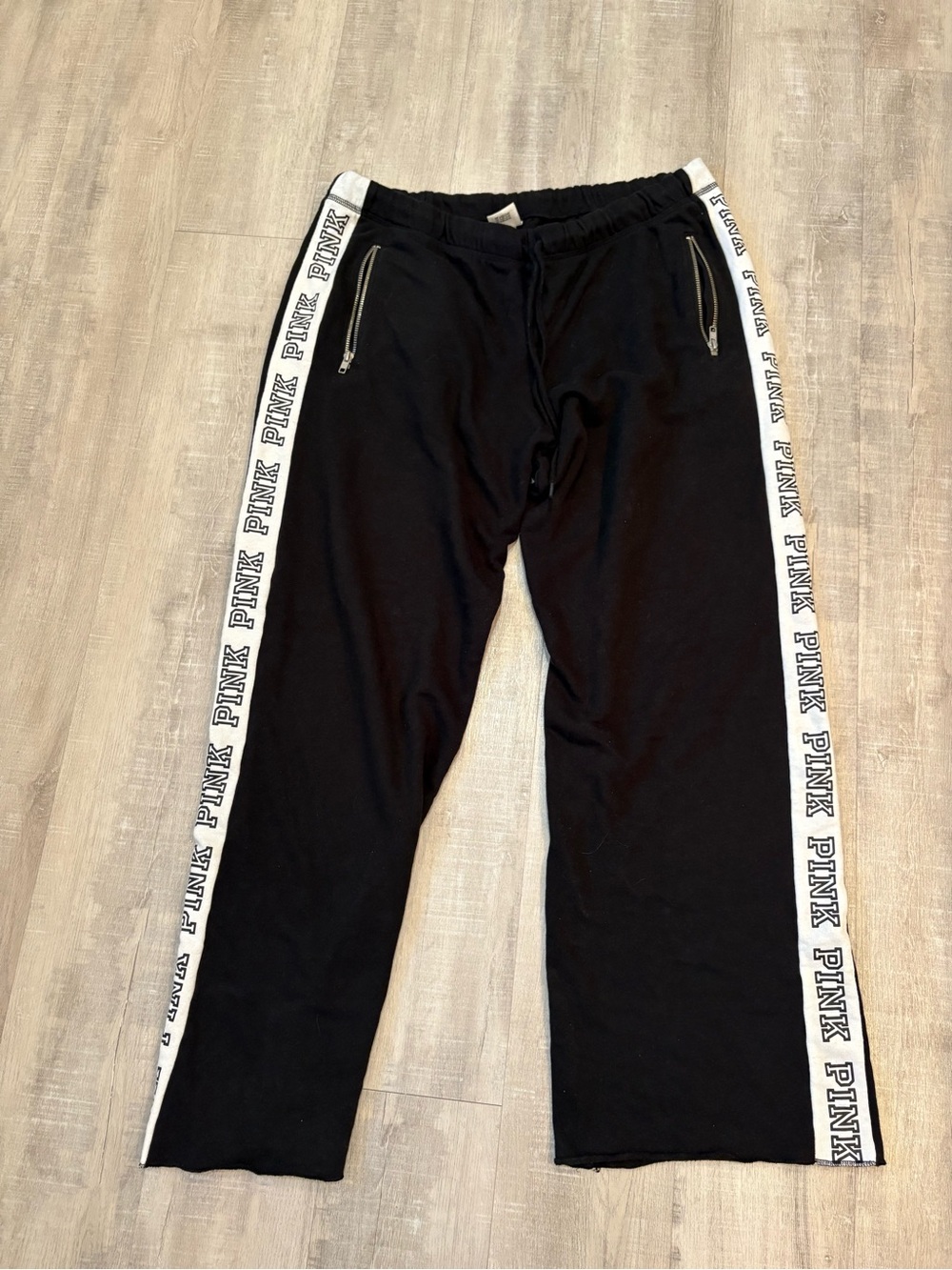 PINK Victoria’s Secret Black Lounge Pants with White Side Stripe